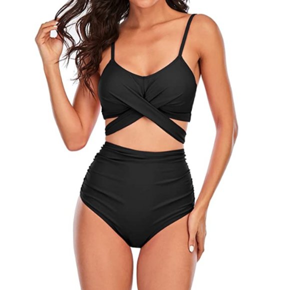 Full-Figured Coal Black Sporty Bikini - Picture 2 of 6